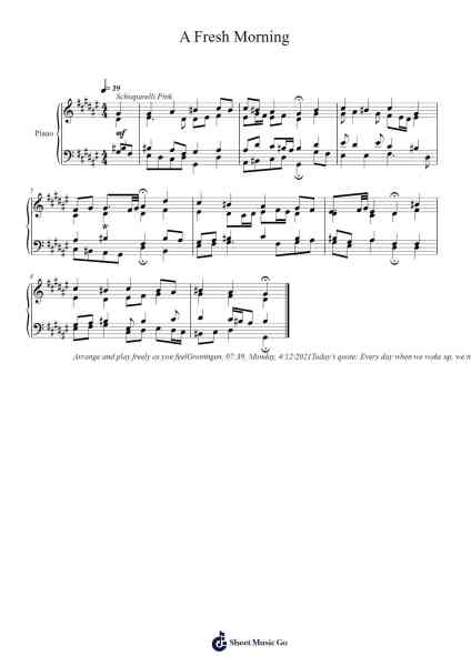 A Fresh Morning Sheet Music by Toursbur-Arr.Oryet Zosoll