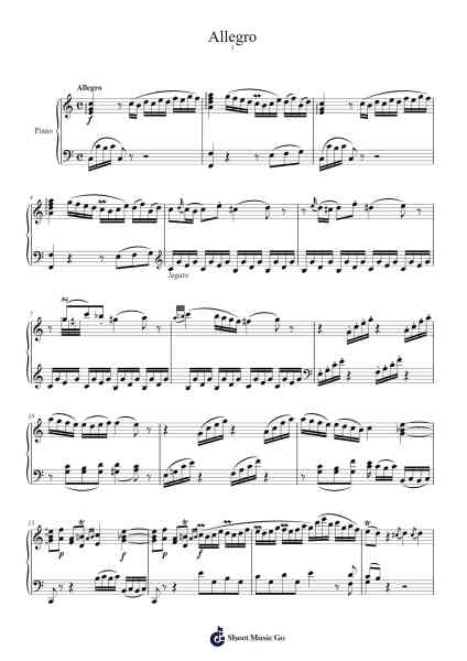 Piano Sonata No. 1 in C Major, K. 279: I. Allegro Sheet Music by Wolfgang Amadeus Mozart-Arr.Odewyatt
