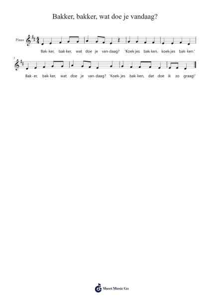 Bakker, bakker, wat doe je vandaag? Sheet Music by -Arr.Taykin Wertor