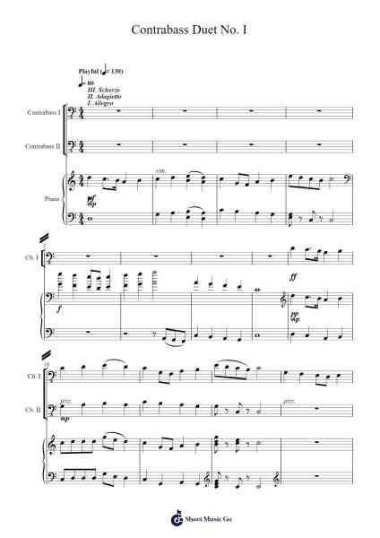 Contrabass Duet No. I Sheet Music by DeLano D. Cain-Arr.Earlfay Joyceraine