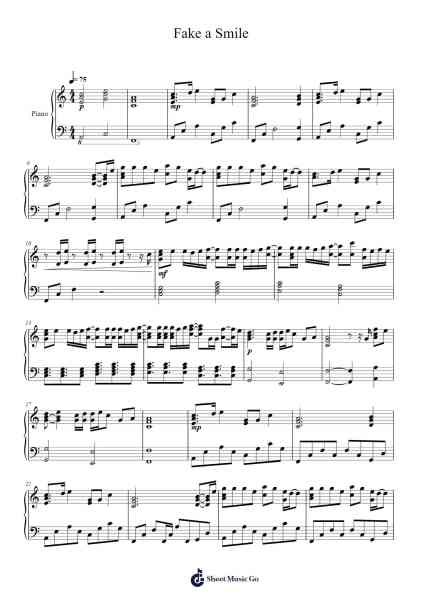 Fake a Smile Sheet Music by Alan Walker-Arr.Leron