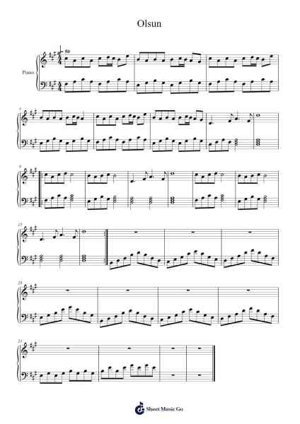 Olsun Sheet Music by Sertab Erener-Arr.Tice Charsweet