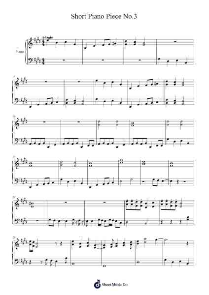 Short Piano Piece No. 3 Sheet Music by Sylsia Kerrsel-Arr.Vicstowe Diaearl