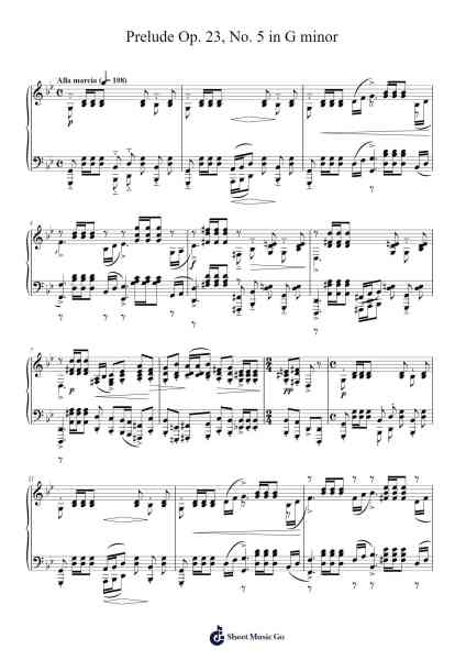 Prelude Op. 23, No. 5 in G minor Sheet Music by Sergei Rachmaninoff-Arr.Borgriel