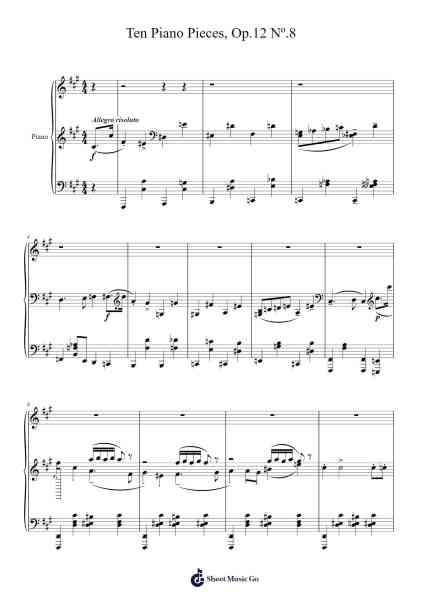 Ten Piano Pieces, Op. 12, No. 8 Sheet Music by Sergei Prokofiev-Arr.Chloemen O'Cazie