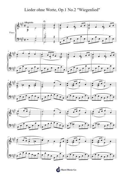 Lieder ohne Worte, Op. 1 No. 2 "Wiegenlied" Sheet Music by Aleksandr Tinyakov-Arr.Canzel