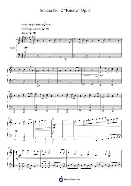 Sonata No. 2 "Russia" Op. 3 Sheet Music by Csontos Gábor-Arr.Blithefrey
