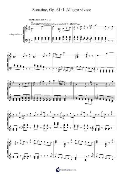 Sonatine, Op. 61: I. Allegro vivace - Charles-Valentin Alkan Sheet Music by Charles-Valentin Alkan-Arr.Campleign Eli
