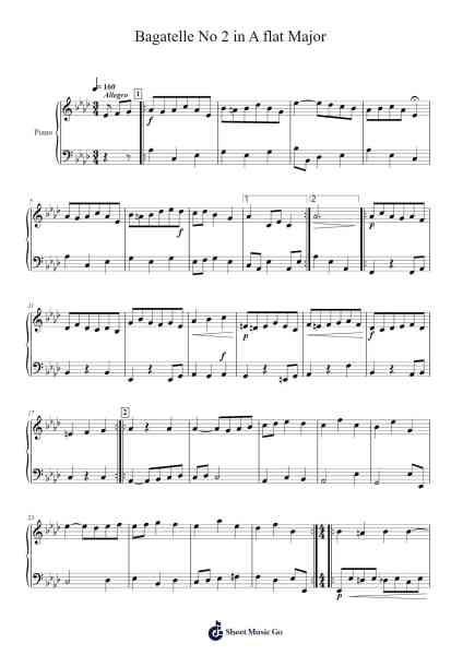 Bagatelle No 2 in A flat Major Sheet Music by undefined-Arr.Brownegill Orbel