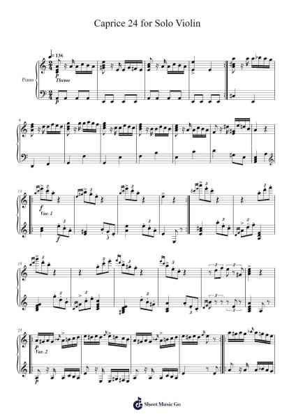 Caprice No. 24 in A Minor Sheet Music by Niccolò Paganini-Arr.Quinncol