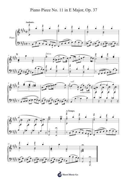 Piano Piece No. 11 in E Major, Op. 37 Sheet Music by Boydguy-Arr.Pitxe