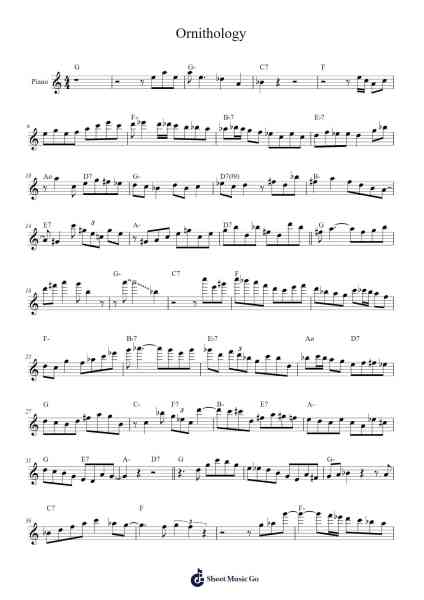 Ornithology Sheet Music by Charlie Parker-Arr.Bairdbian Lystan