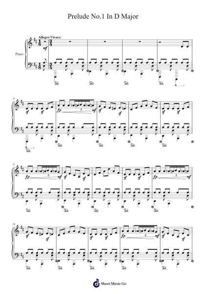 Prelude No.1 In D Major Sheet Music by Dtentive 13-Arr.Greenblack Xawilde