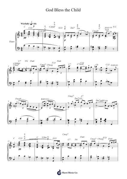 God Bless the Child Sheet Music by Billie Holiday-Arr.Diapenn