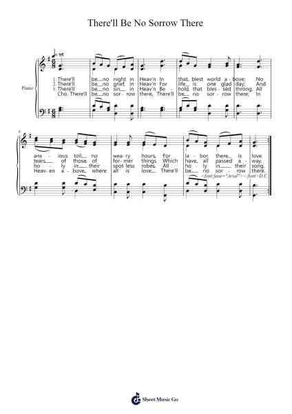 There'll Be No Sorrow There Sheet Music by Charles W. Dunbar-Arr.Vibard Brumens