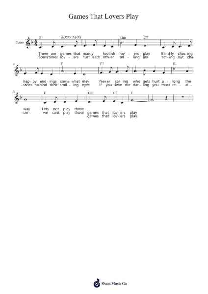 Games That Lovers Play Sheet Music by Wayne Newton-Arr.Blitheclough