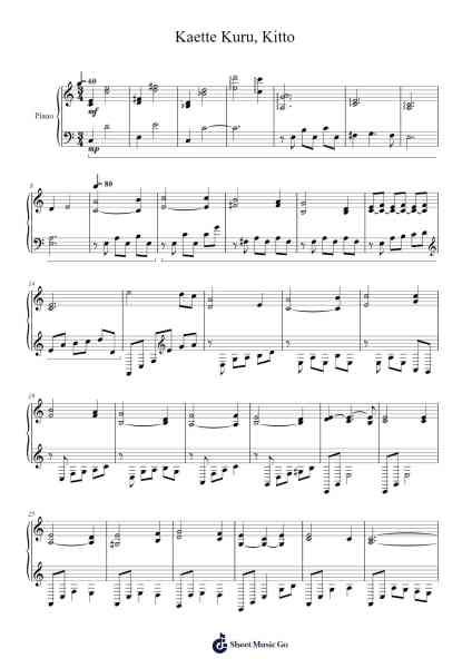 Kaette Kuru, Kitto... (Piano Solo) Sheet Music by Nobuo Uematsu-Arr.Urrite