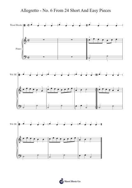 24 Short And Easy Pieces, No. 6: Allegretto Sheet Music by Alexander Reinagle-Arr.Hugland Lrin
