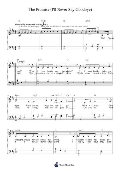The Promise (I'll Never Say Goodbye) Sheet Music by David Shire-Arr.Yvettenat Iveshall