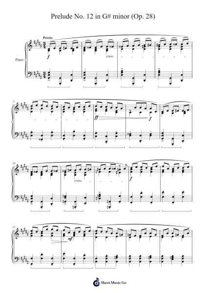 Prelude No. 12 in G♯ minor, Op. 28 Sheet Music by Frédéric Chopin-Arr.Gailmand