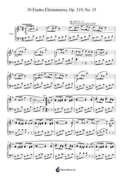 30 Études Élémentaires, Op. 319, No. 15 Sheet Music by Jacques-Louis Battmann-Arr.Blithephne
