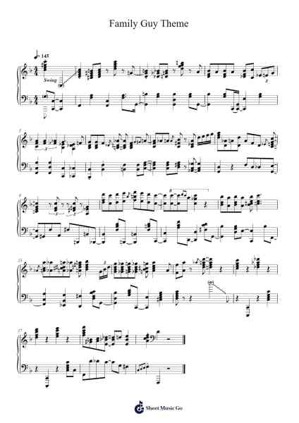 Family Guy Theme Sheet Music by Luca Sestak-Arr.Hughgee