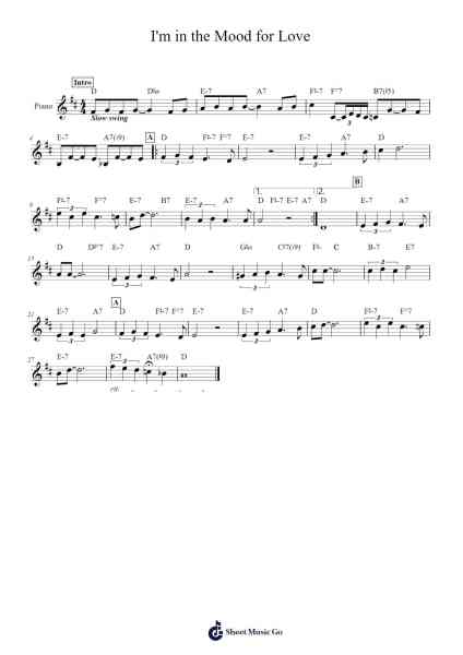 I'm in the Mood for Love Sheet Music by Jimmy McHugh-Arr.Consdia Debruth