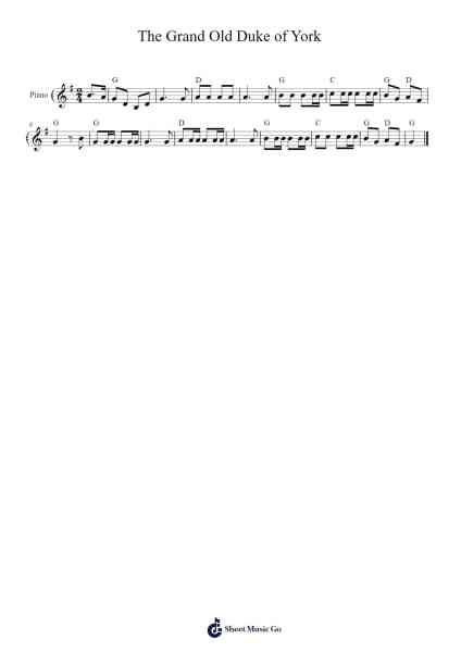 The Grand Old Duke of York Sheet Music by Misc tunes-Arr.Wrightac Phimaud