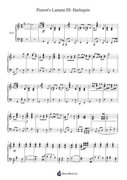 Pierrot's Lament III: Harlequin Sheet Music by Peter Turner-Arr.Ferholt Vebthan