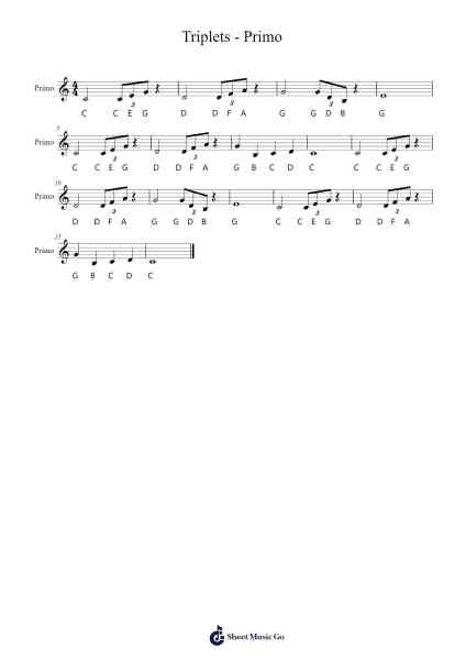 Triplets - Primo Sheet Music by Lenshaw-Arr.Bulwatt Beergrant