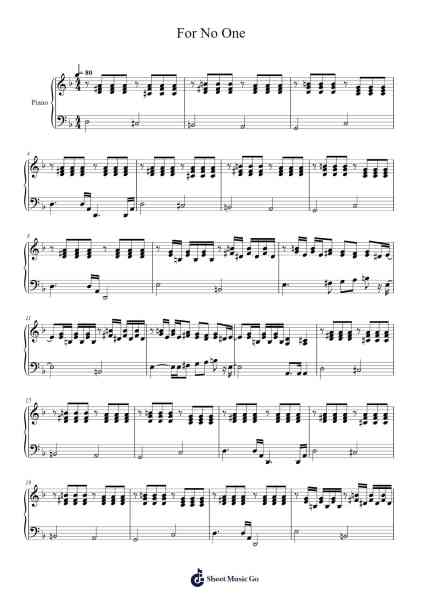 For No One 乐谱由 undefined - 编曲 Nanholt Walkchi