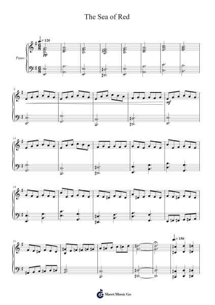 The Sea of Red Sheet Music by John Robin-Arr.Backdn