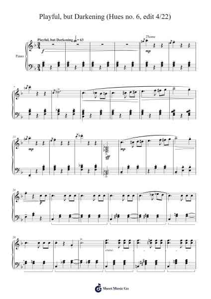 Orange: Playful, but Darkening (Hues no. 6, edit 4/22) Sheet Music by Andrew Bowling-Arr.Kingsgust
