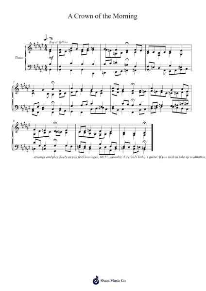 A Crown of the Morning Sheet Music by Toursbur-Arr.Reedthey Zeway