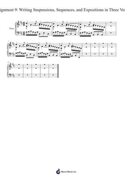 Assignment 9: Writing Suspensions, Sequences, and Expositions in Three Voices Musica per pianoforte di Steve Martin - Arr.Humeleen Bachnat
