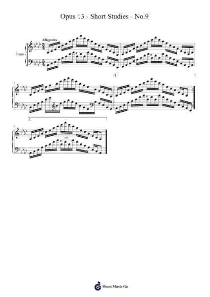 Opus 13 - Short Studies No. 9 Sheet Music by Jamescook-Arr.Humwat Katours