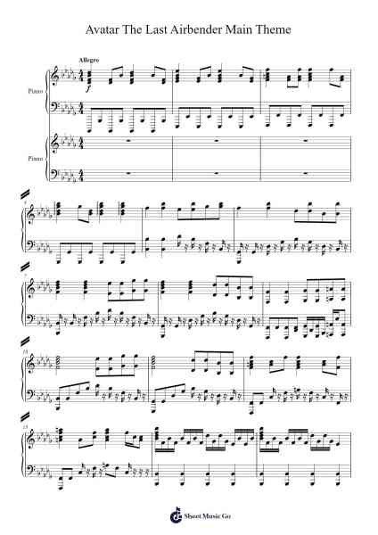 Avatar The Last Airbender Main Theme Sheet Music by Jeremy Zuckerman-Arr.Ribloor