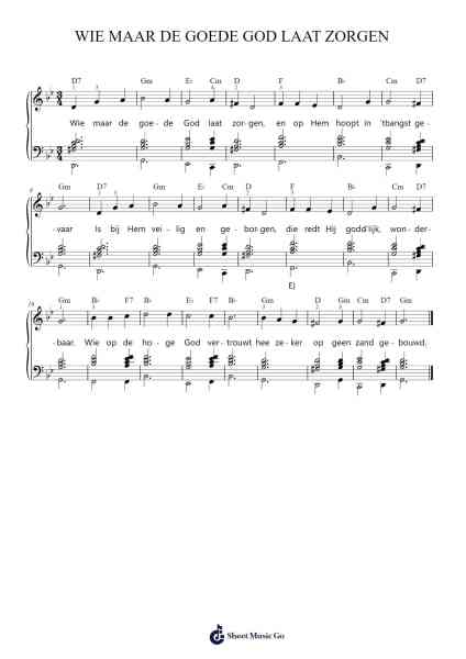 WIE MAAR DE GOEDE GOD LAAT ZORGEN Sheet Music by G. Neumark/A. Rutgers-Arr.Oisenrob Clyger