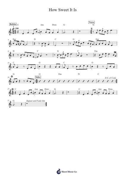 How Sweet It Is Sheet Music by James Taylor-Arr.Rusmike Hudje