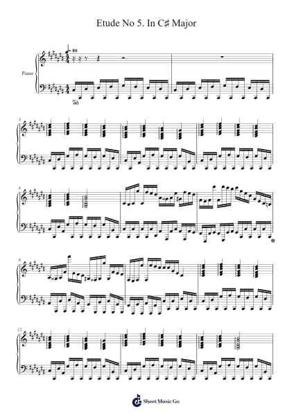 Etude No. 5 in C♯ Major Sheet Music by Donovan Woo-Arr.Georfoe