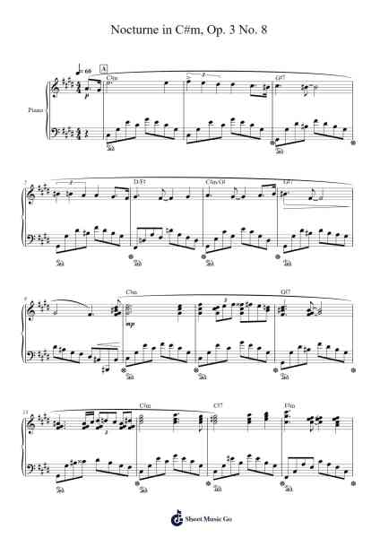 Nocturne in C#m, Op. 3 No. 8 Sheet Music by Damian Varnum-Arr.Joannes Nohan