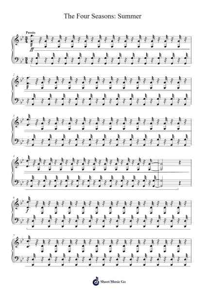The Four Seasons - Summer in G Minor, RV. 315: III. Presto Sheet Music by Johann Sebastian Bach-Arr.Chadner