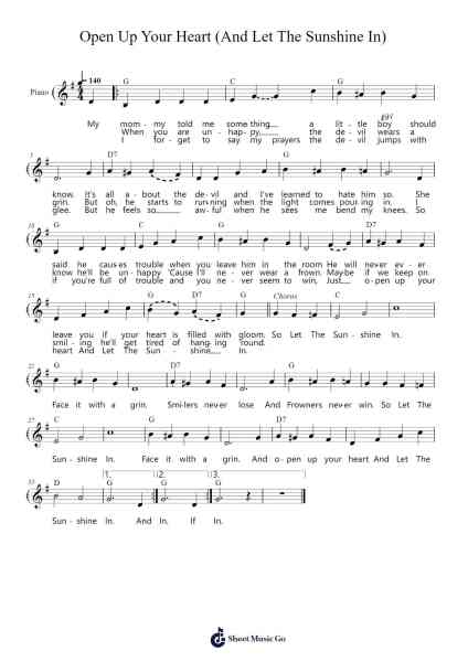 Open Up Your Heart (And Let The Sunshine In) Sheet Music by Stuart Hamblin-Arr.Sywatt