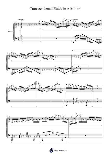 Transcendental Etude in A Minor Sheet Music by Alex Truhlar-Arr.Charnal Tayward