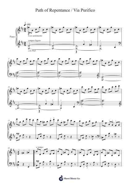 Path of Repentance / Via Purifico Sheet Music by Nobuo Uematsu-Arr.Payyule