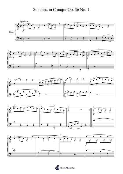 Sonatina in C Major, Op. 36 No. 1 Sheet Music by Muzio Clementi-Arr.Nanholt Walkchi