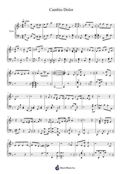 Cambio Dolor Sheet Music by tigr1620-Arr.Jimdrea