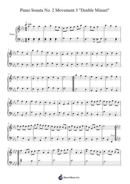 Piano Sonata No. 2 Movement 3 "Double Minuet" Sheet Music by Dylan Powers-Arr.Kerniei Judkell