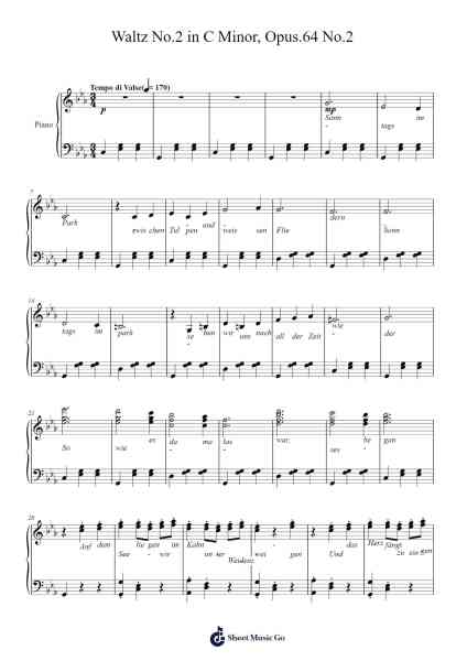 Waltz No. 2 in C Minor, Op. 64 No. 2 "The Second Waltz" Sheet Music by Dmitri Shostakovich-Arr.Yetkim Vauglvis