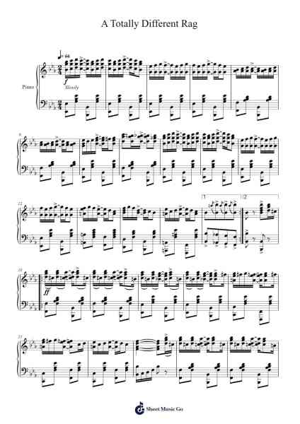 A Totally Different Rag Sheet Music by May Aufderheide-Arr.Haycah Touthale